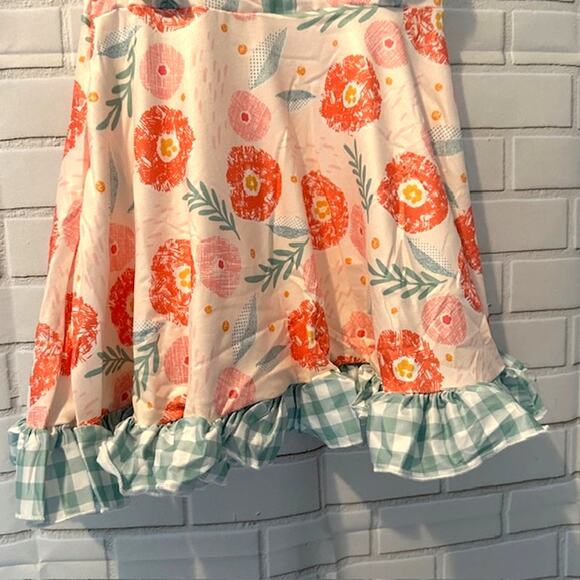 Toddler Girls 2T( S) Okie & Lou Orange Green Floral Plaid Sleeveless Dress - Picture 3 of 11